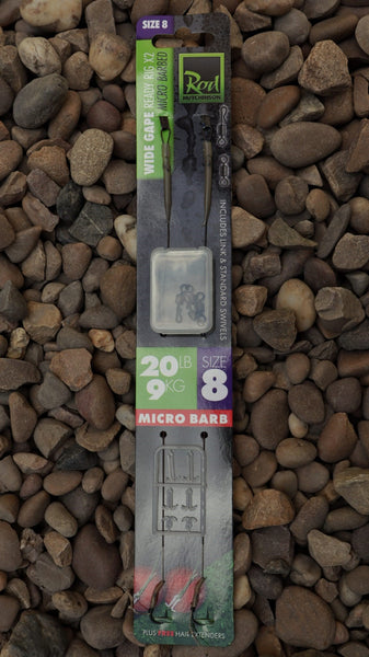 Wide Gape Ready Rig Rod Hutchinson - 2 Pezzi, Taglia 6, Senza Ardiglione, Terminale Di Pesca Pronto - 6