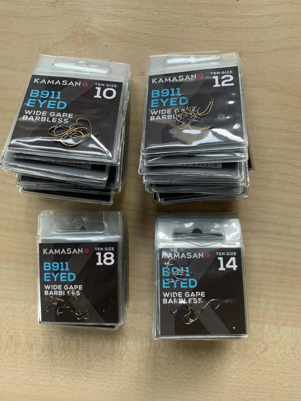 Kamasan B911 Eyed Wide Gape Barbless Hooks