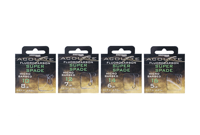 Drennan Acolyte Super Spade Micro Barbed Hooks to Fluorocarbon