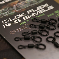 GARDNER TACKLE COVERT C-LOK FLEXI RING SWIVELS SIZE 12 ANTI GLARE