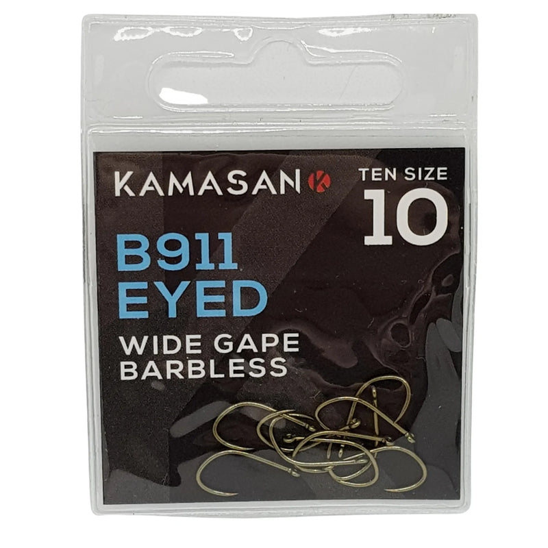 Kamasan B911 Eyed Wide Gape Barbless Hooks