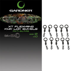 GARDNER TACKLE COVERT XT FLEXI-RING KWIK LOK SWIVELS SIZE 12 ANTI GLARE