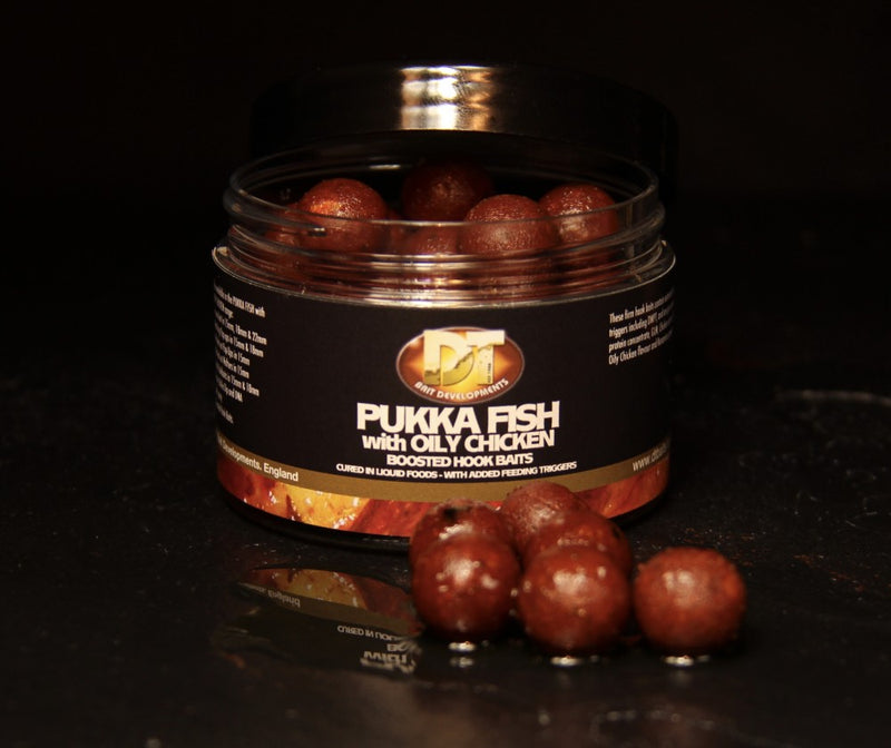 DT Baits Pukka Fish and Oily Chicken Boosted Hook Baits