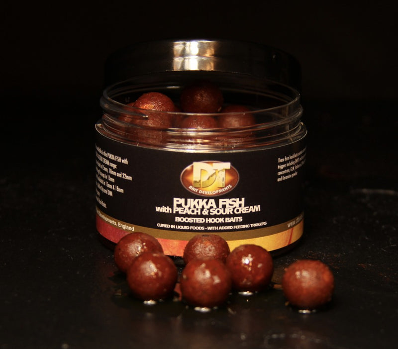 DT Baits Pukka Fish Peach and Sour Cream Boosted Hook Baits