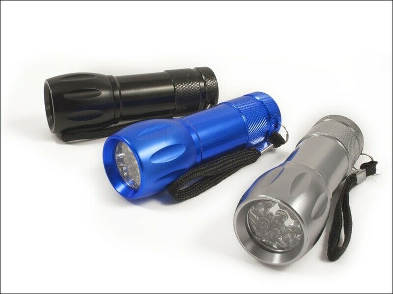 Active 9 LED Metal Torch & Batteries